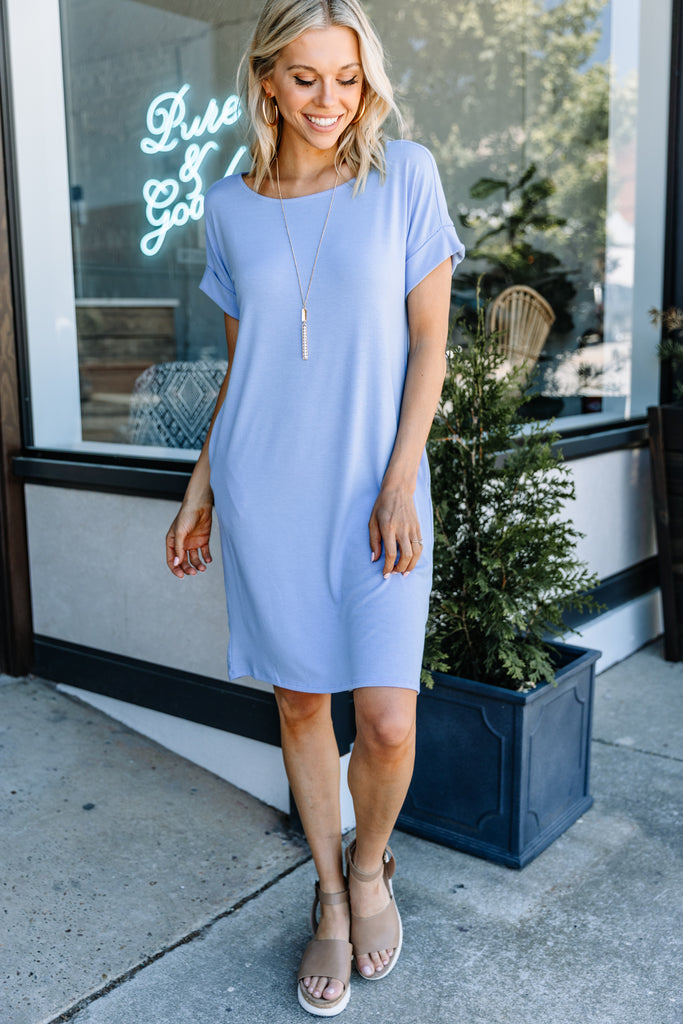 Get To Know Me Spring Blue T-shirt Dress - Trendy Dresses – Shop The Mint