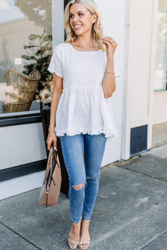 Precious Off White Ruffled Top - Babydoll Top – Shop The Mint