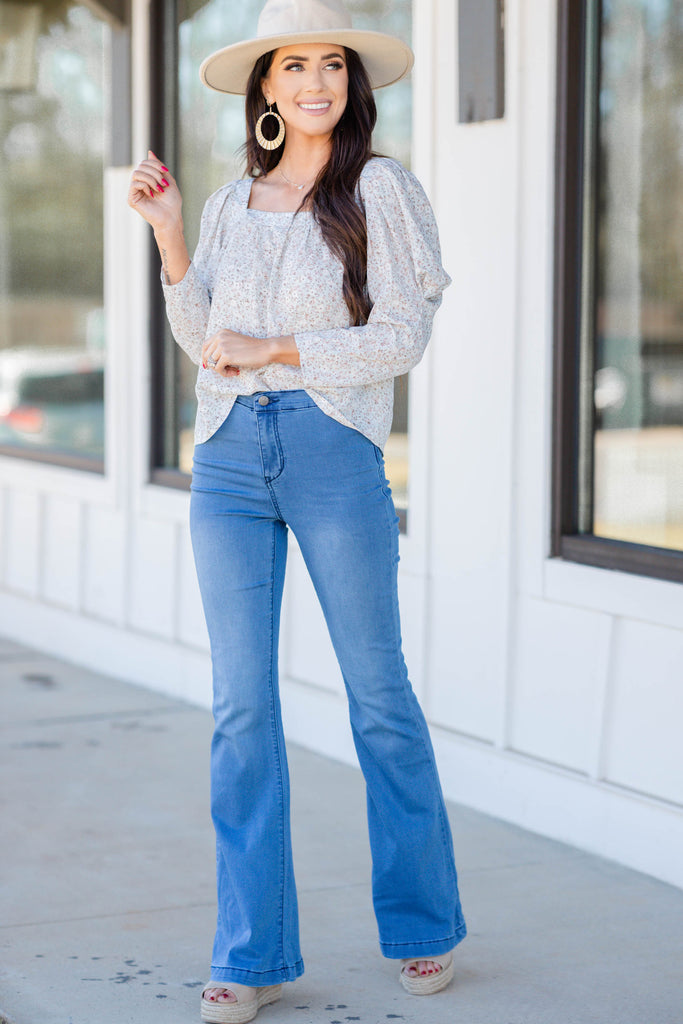 Feminine Sage Green Ditsy Floral Top - Trendy Women's Tops – Shop The Mint