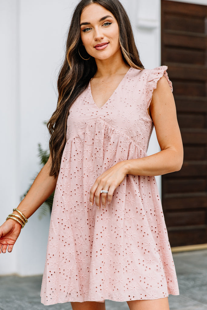 Sweet Mauve Pink Eyelet Dress - Summer Boutique – Shop The Mint
