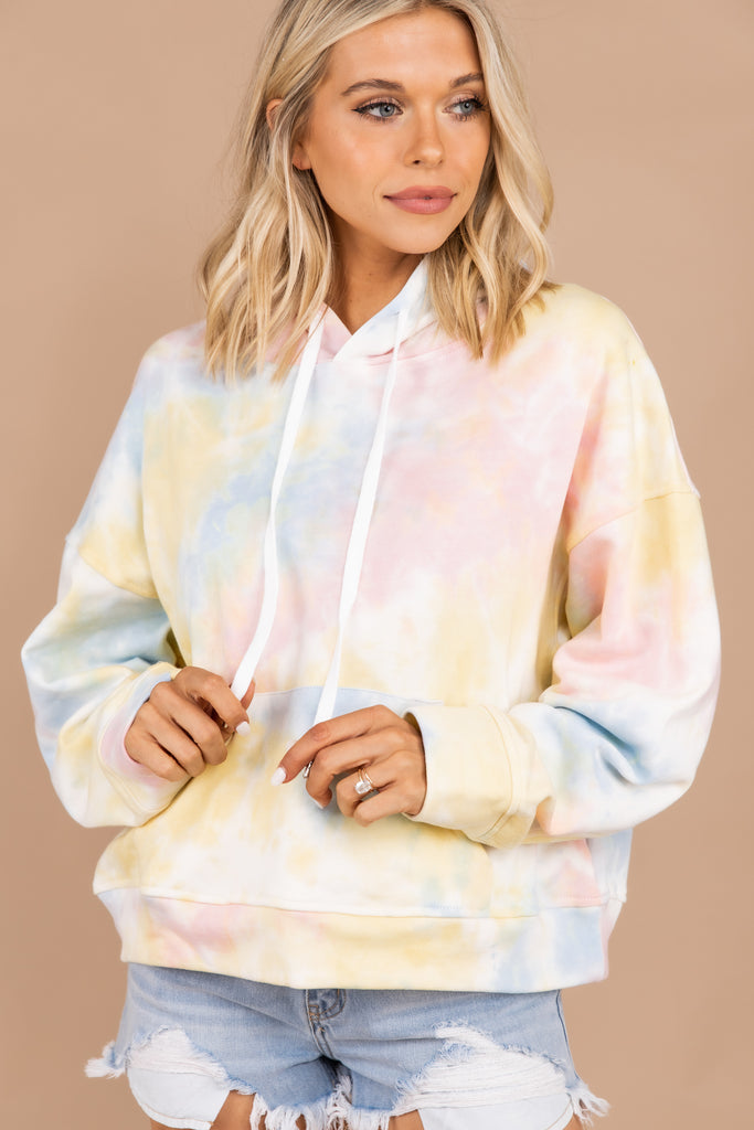 Cozy Yellow Tie Dye Hoodie - Summer Styles – Shop The Mint