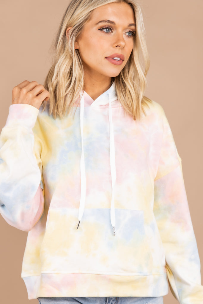 Cozy Yellow Tie Dye Hoodie - Summer Styles – Shop The Mint