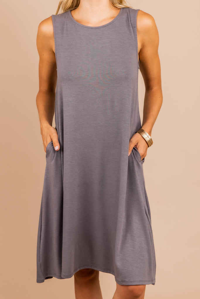 Comfy Mid Gray Tank Dress - Boutique Dresses – The Mint Julep Boutique