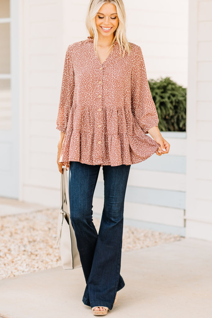 Casual Cocoa Brown Leopard Tunic - Fall Tunics#N# #N# #N# #N# –#N# Shop ...