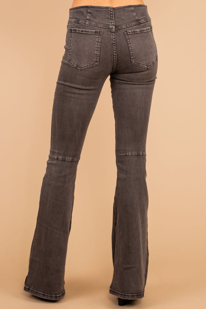 It's A Revolution Light Charcoal Gray Flare Jeans – The Mint Julep Boutique