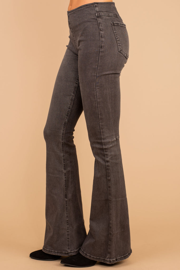 It's A Revolution Light Charcoal Gray Flare Jeans – The Mint Julep Boutique