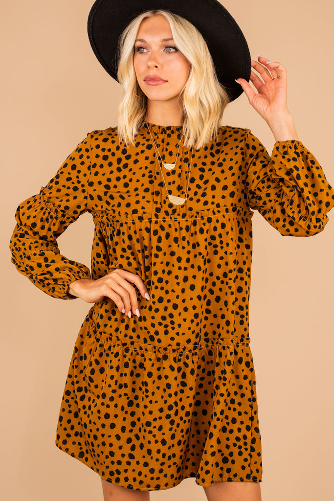 orange cheetah print dress