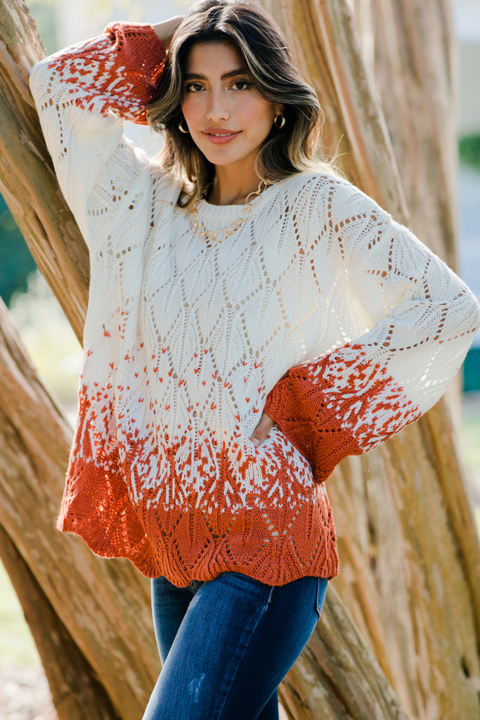 Boho Life Rust Orange Sweater - Unique Boutique Sweaters – Shop The Mint