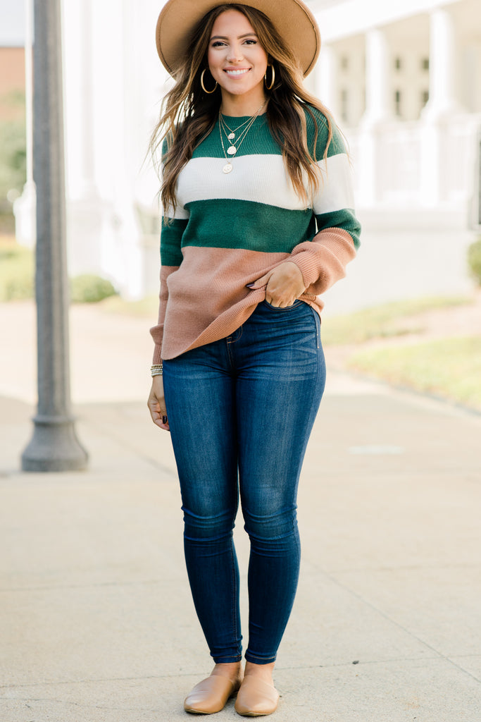 Classic Hunter Green Colorblock Sweater - Boutique Trendy Sweaters ...