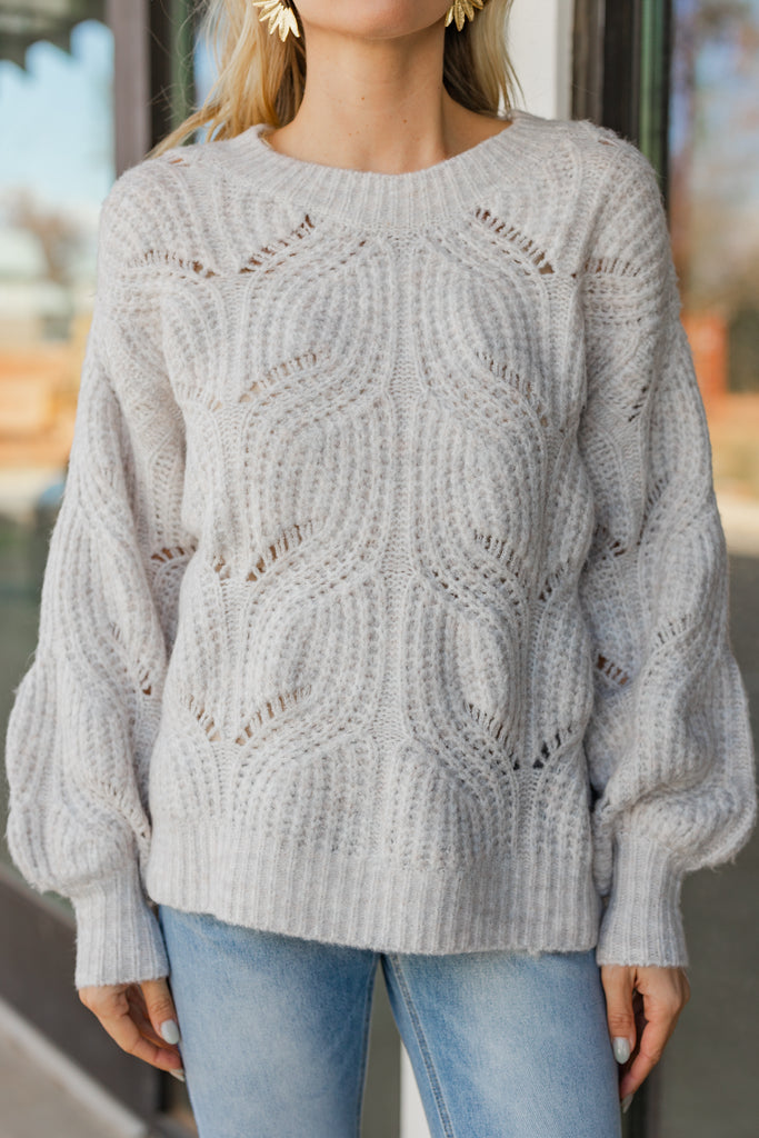 Chic Oatmeal White Sweater - Cozy Women's Sweaters – Shop The Mint