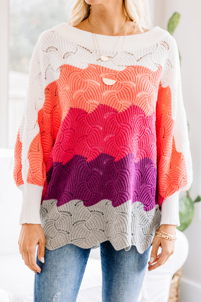 Bright Pink Colorblock Sweater - Fun Spring Sweaters – Shop The Mint