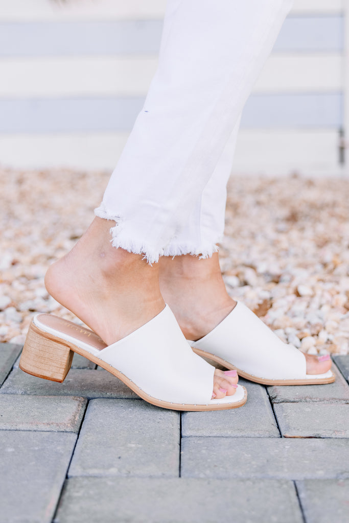 Have It All White Heeled Mules - Cute Boutique Shoes – Shop The Mint