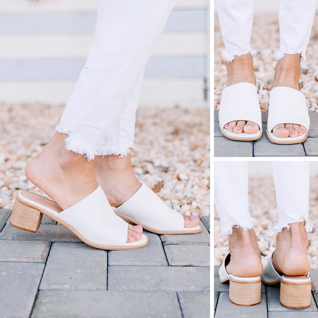 Have It All White Heeled Mules - Cute Boutique Shoes – Shop The Mint