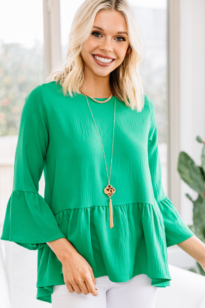 Cute Green Peplum Top - Trend Women's Tops – Shop The Mint