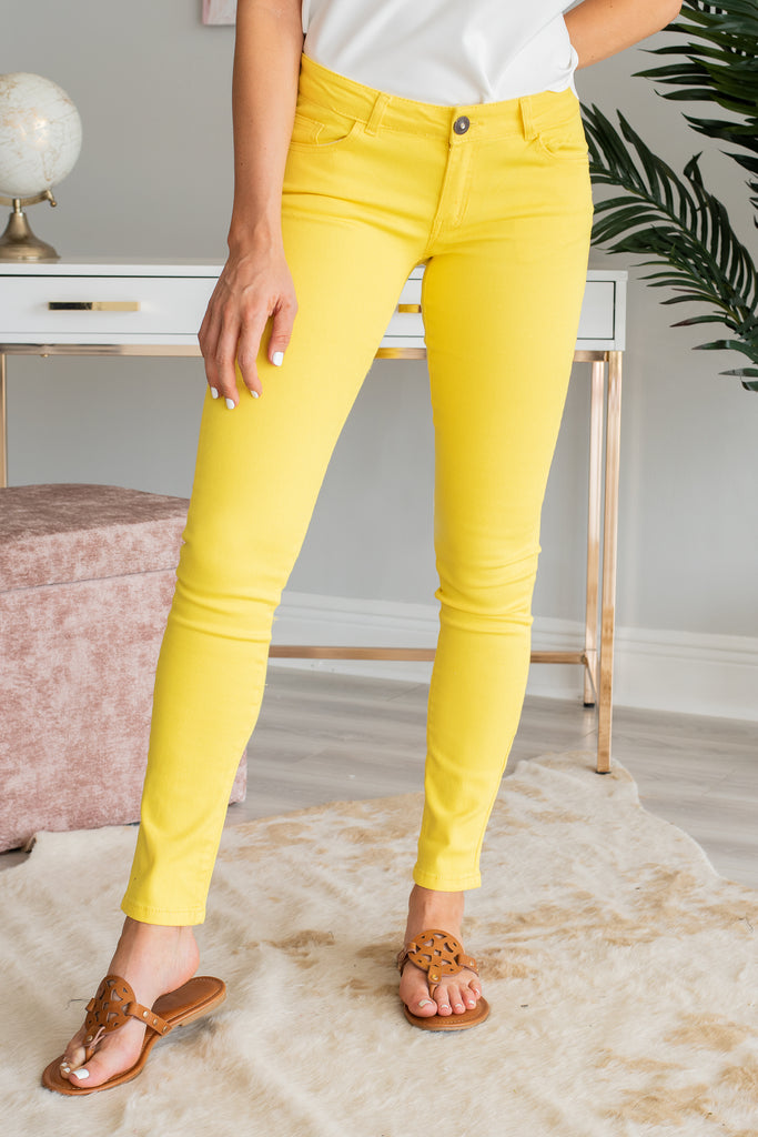 Comfy Cute Yellow Jeggings – Shop The Mint