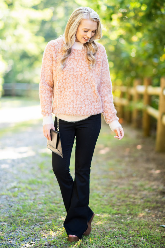 Plush Bold Blush Pink Leopard Sweater - Animal Print – Shop The Mint