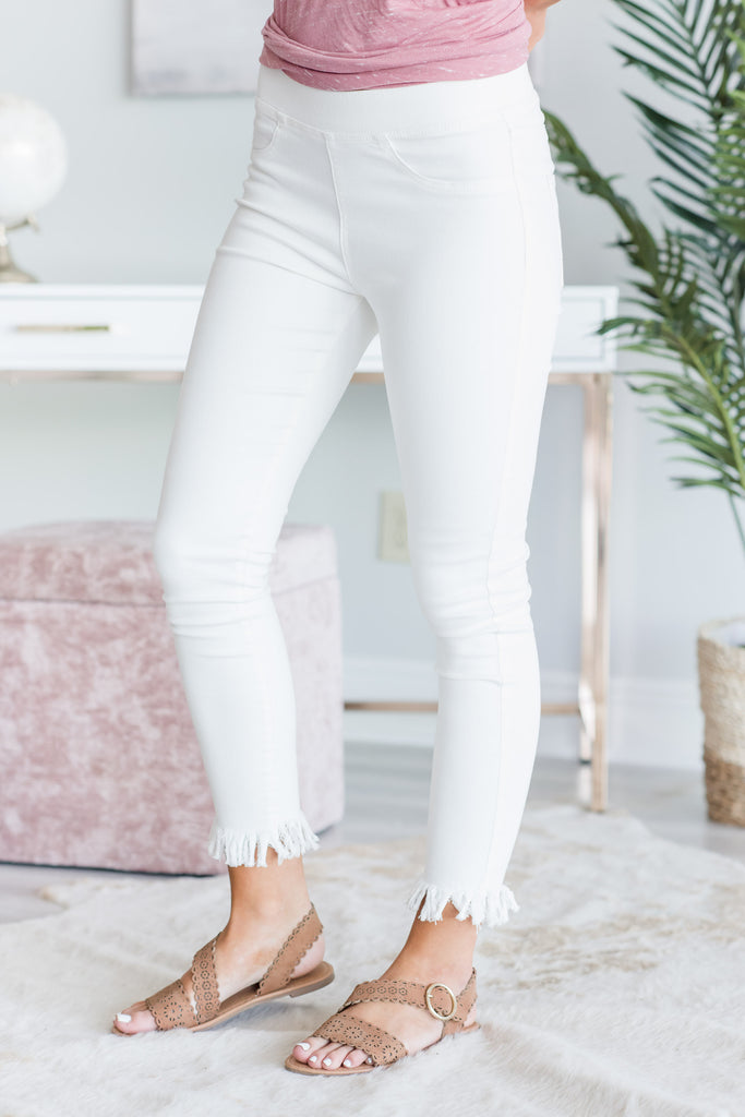 Mud Pie: Jenner Fringe Jeans, White – The Mint Julep Boutique