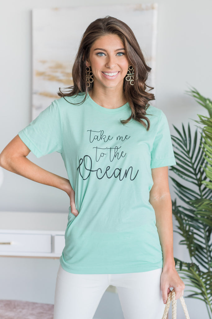 Take Me To The Ocean, Heather Mint – The Mint Julep Boutique