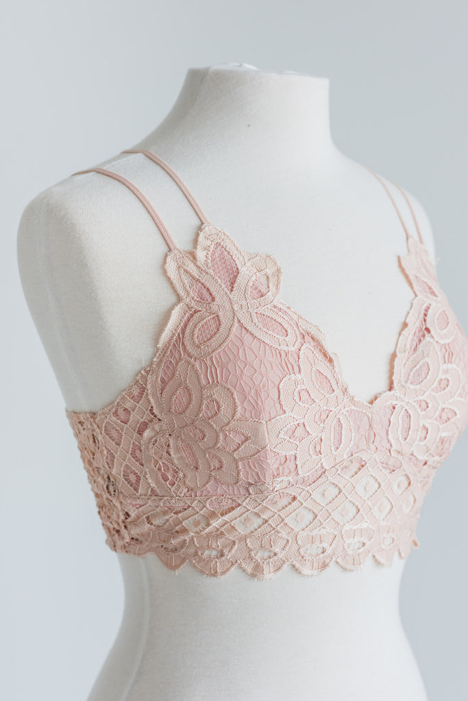 Feminine Blush Pink Lace Bralette The Mint Julep Boutique 0920