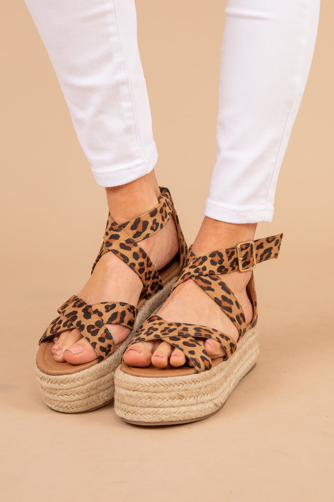 Sassy Causal Brown Leopard Platform Sandals - Cute Boutique Shoes – The ...