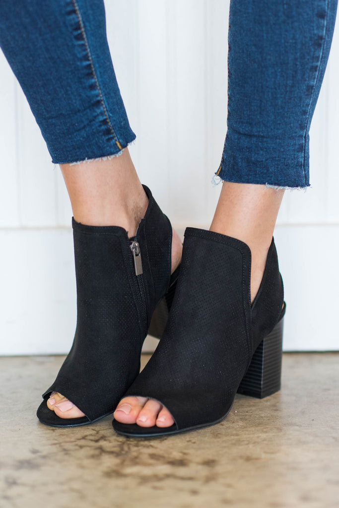 Open-Toed Solid Booties, Black – The Mint Julep Boutique