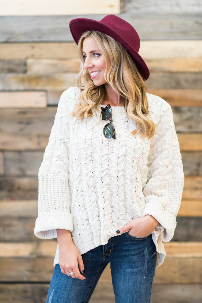 Cable Knit Sweater, Beige – The Mint Julep Boutique