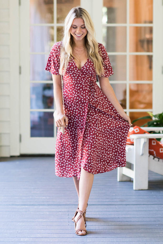 Hold You In My Heart Midi Dress, Pale Red – The Mint Julep Boutique