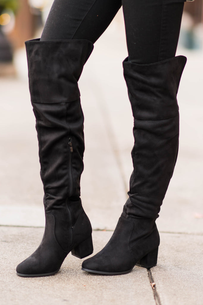 Heeled Solid Boots, Black – Shop The Mint