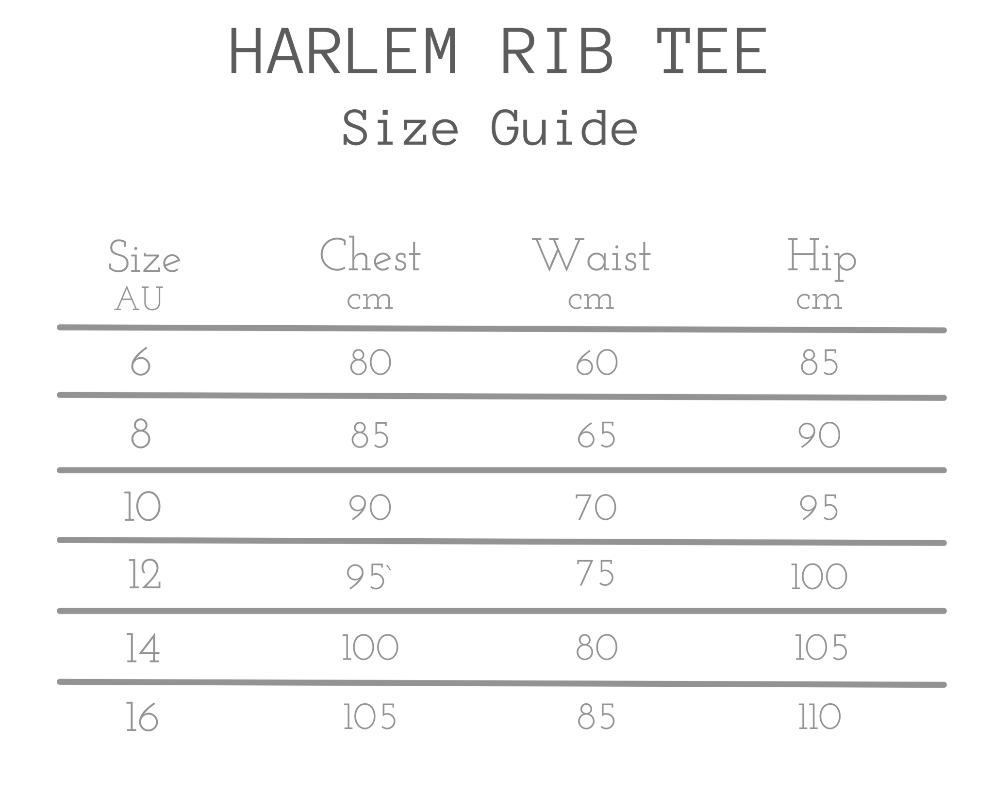 Silent Theory Harlem Rib Tee Size Guide