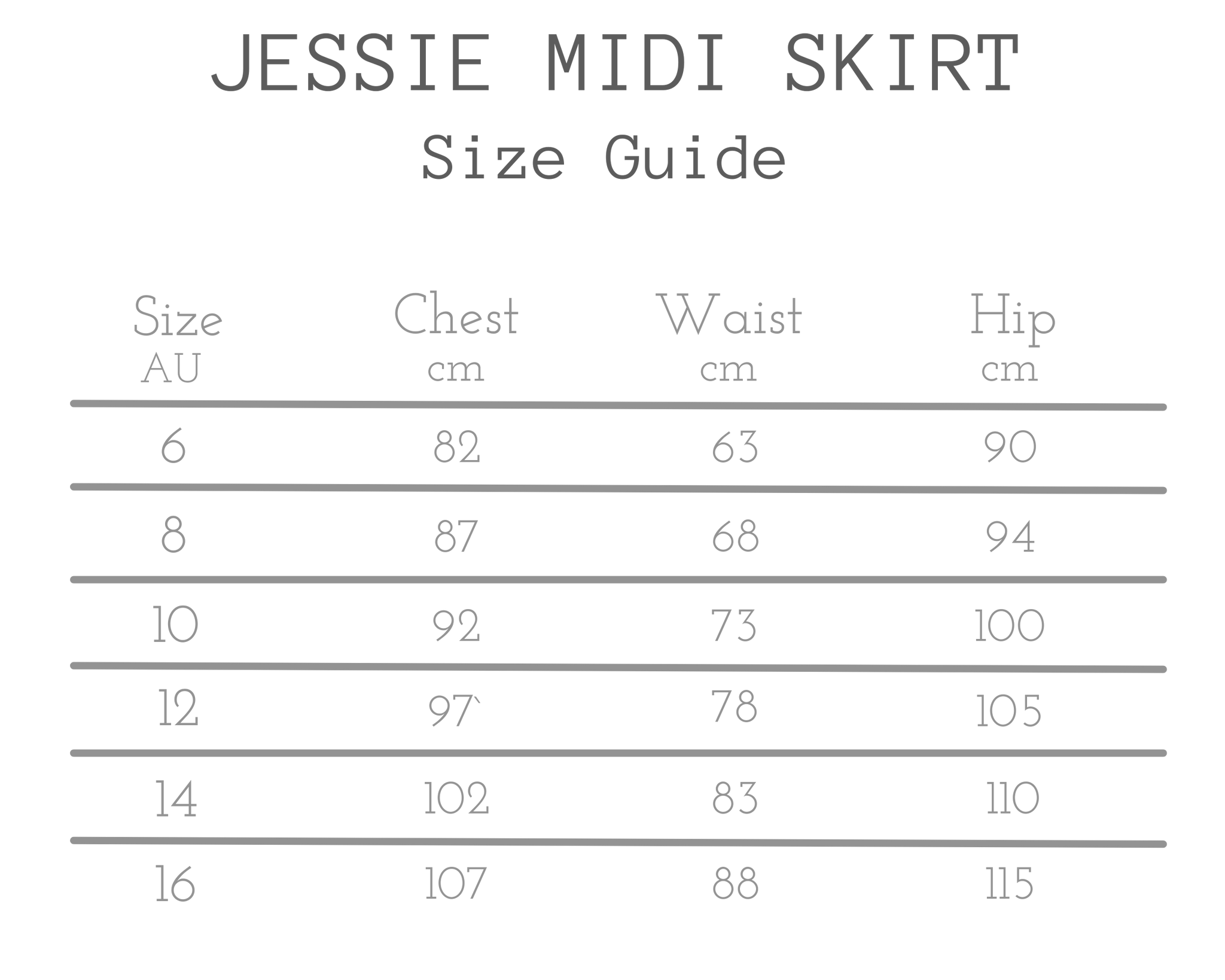 All Abou Eve Jessie Midi Skirt Size Guide