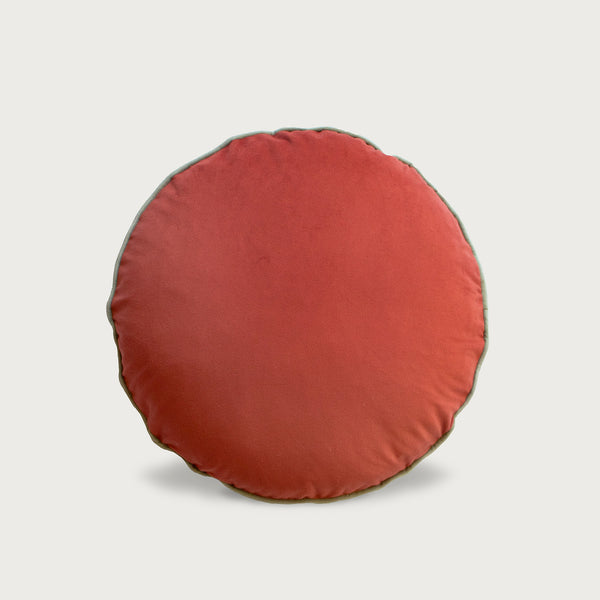 Round Rasperry + Pistachio Macaron Velvet Cushion