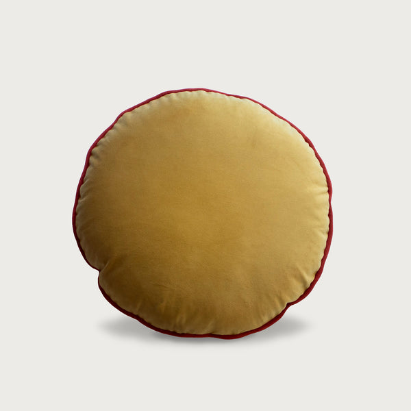 Round Ochre Macaron Velvet Cushion