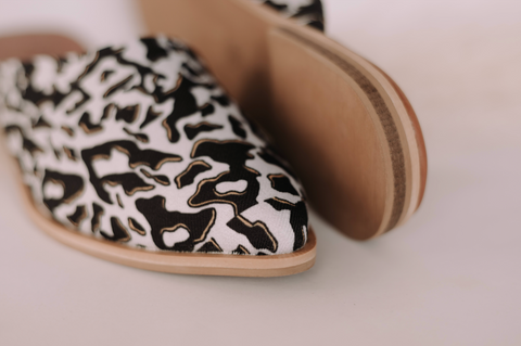 Zhi Zulu Ten Feet Shoes Wanderland Collective collaboration leopard print tapered mule South African art artist