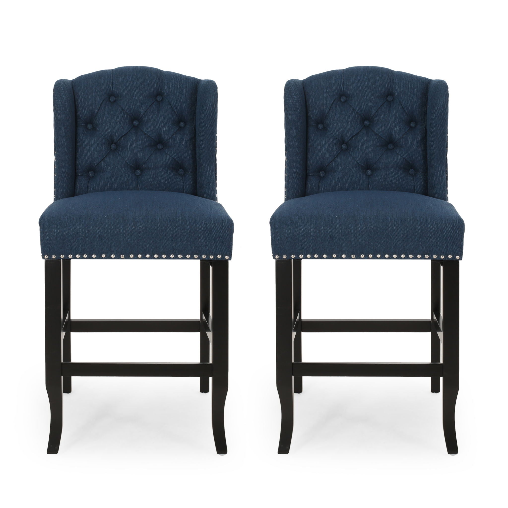 Solara - Fabric Tufted Counter Stool With Nailhead Accents (Set of 2)