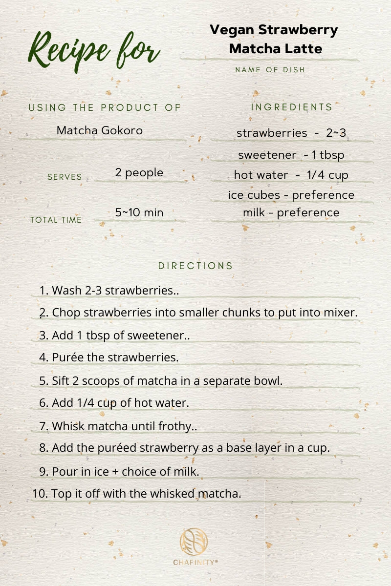 Chafinity's Recipe for Vegan Strawberry Matcha Latte