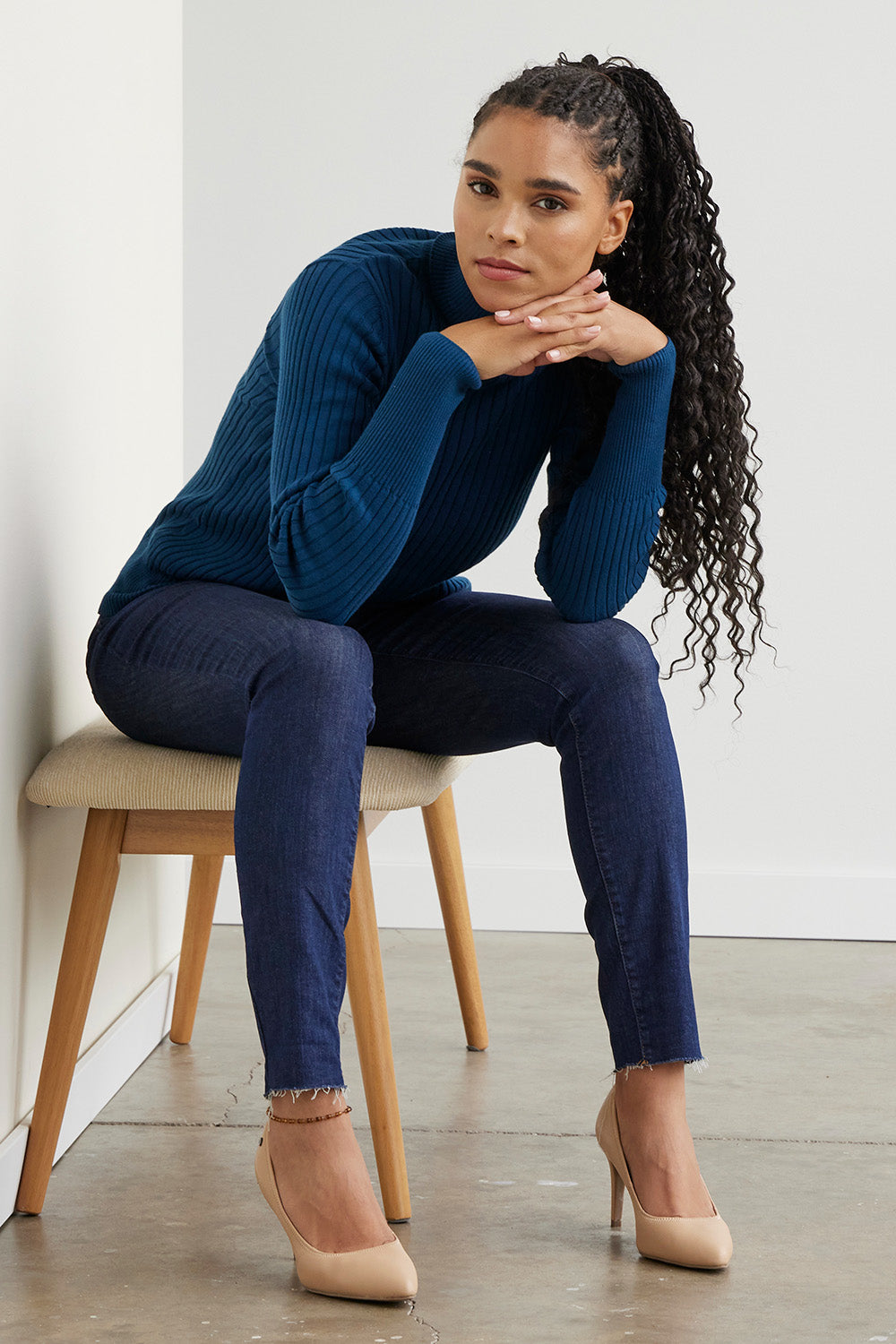 Women's 100% Cotton Long Sleeve Turtleneck | Fair Indigo