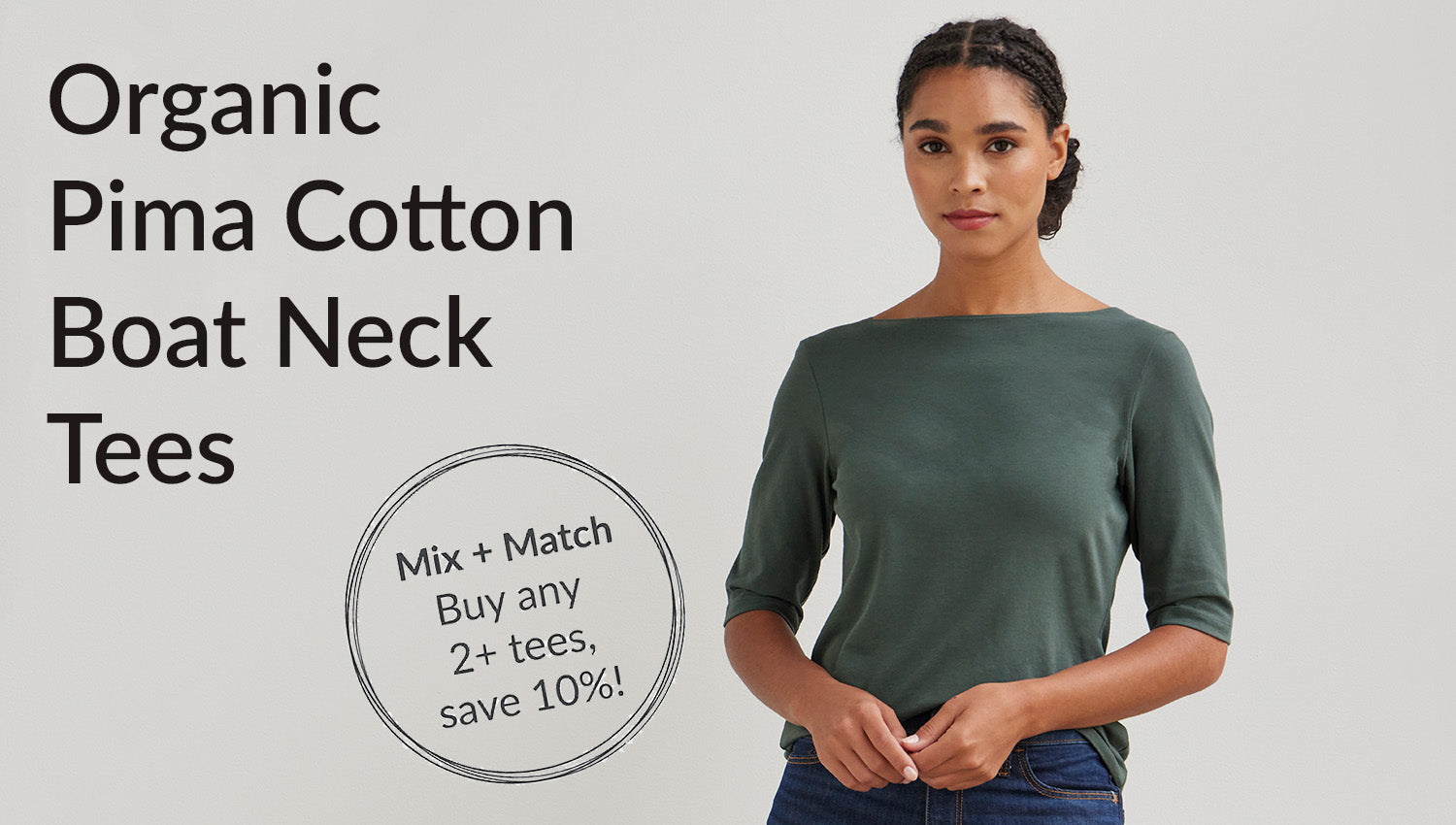 womens organic cotton boat neck tops and t-shirts