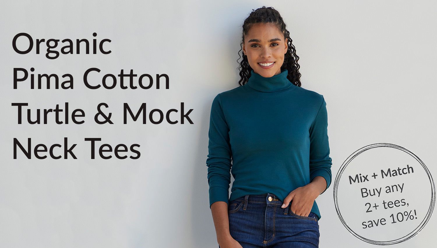 womens organic cotton turtlenecks and mock turtleneck tops and tees - fair trade clothing