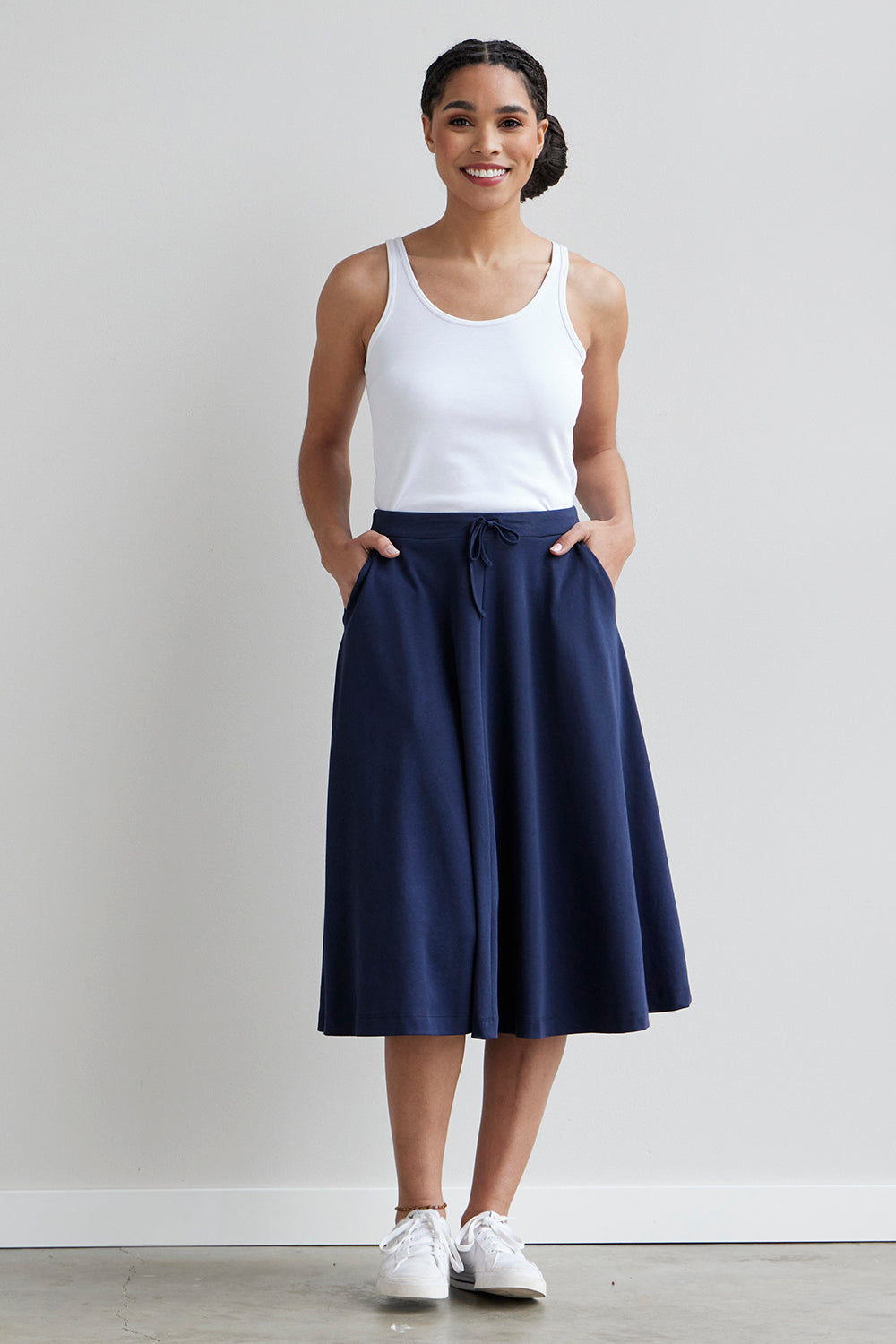 Women's 100% Cotton Midi Skirt | Organic Cotton Skirt | Fair Indigo