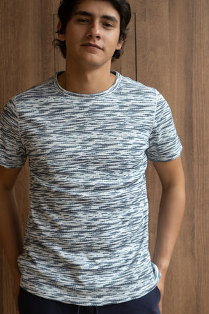 mens recycled polyester crew neck print t-shirt - grey - fair indigo