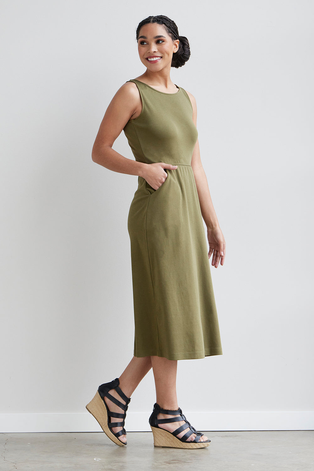 Organic Essentials Elbow Sleeve Boatneck Dress