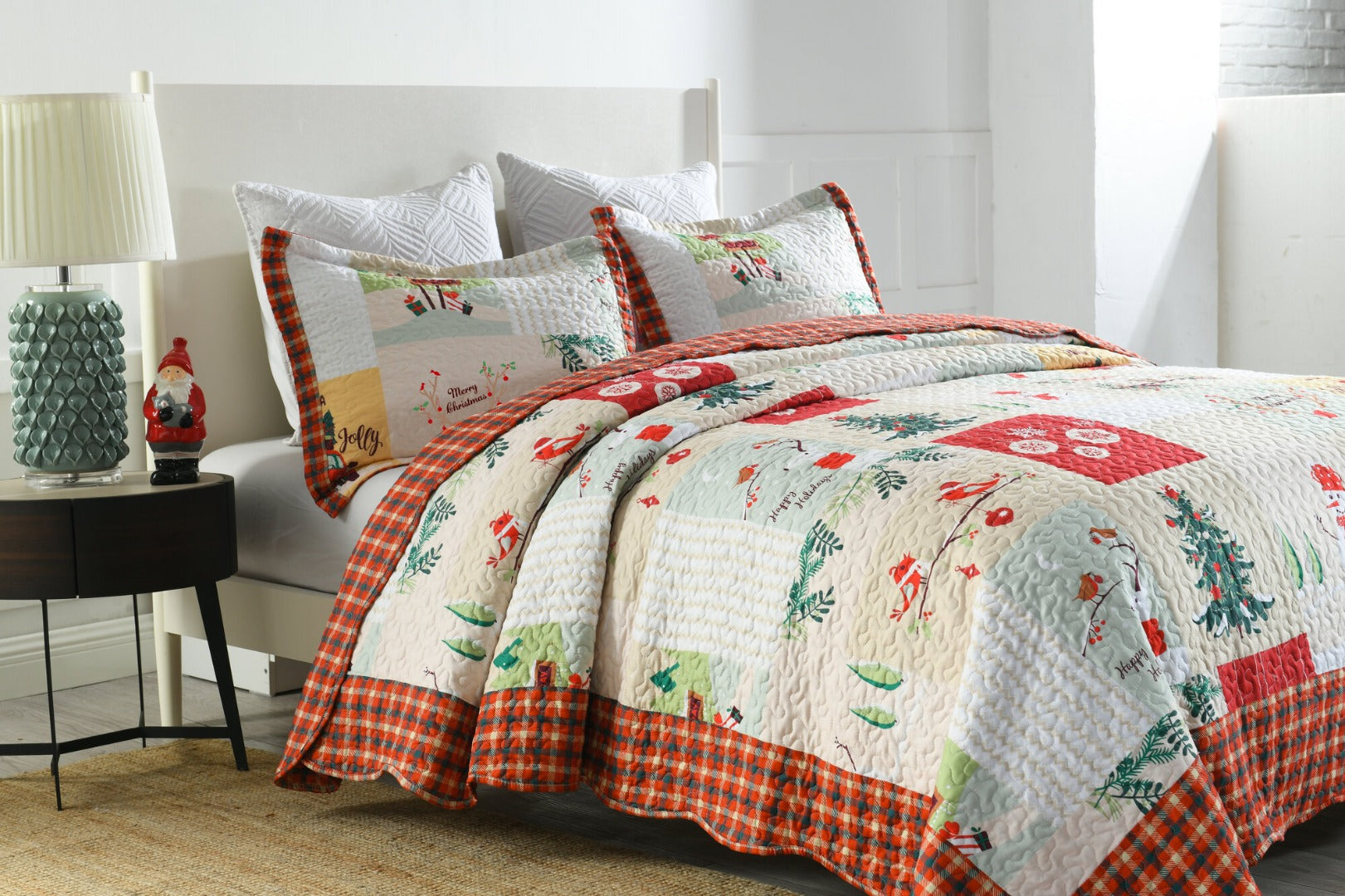 MarCielo Christmas Quilt Set Bedspread set B022