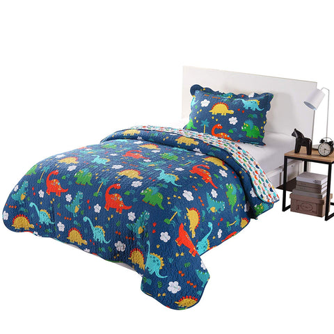 100 Cotton 3 Piece Kids Quilt Bedspread Comforter Set Throw Blanket F Ocean Home Fashion Inc