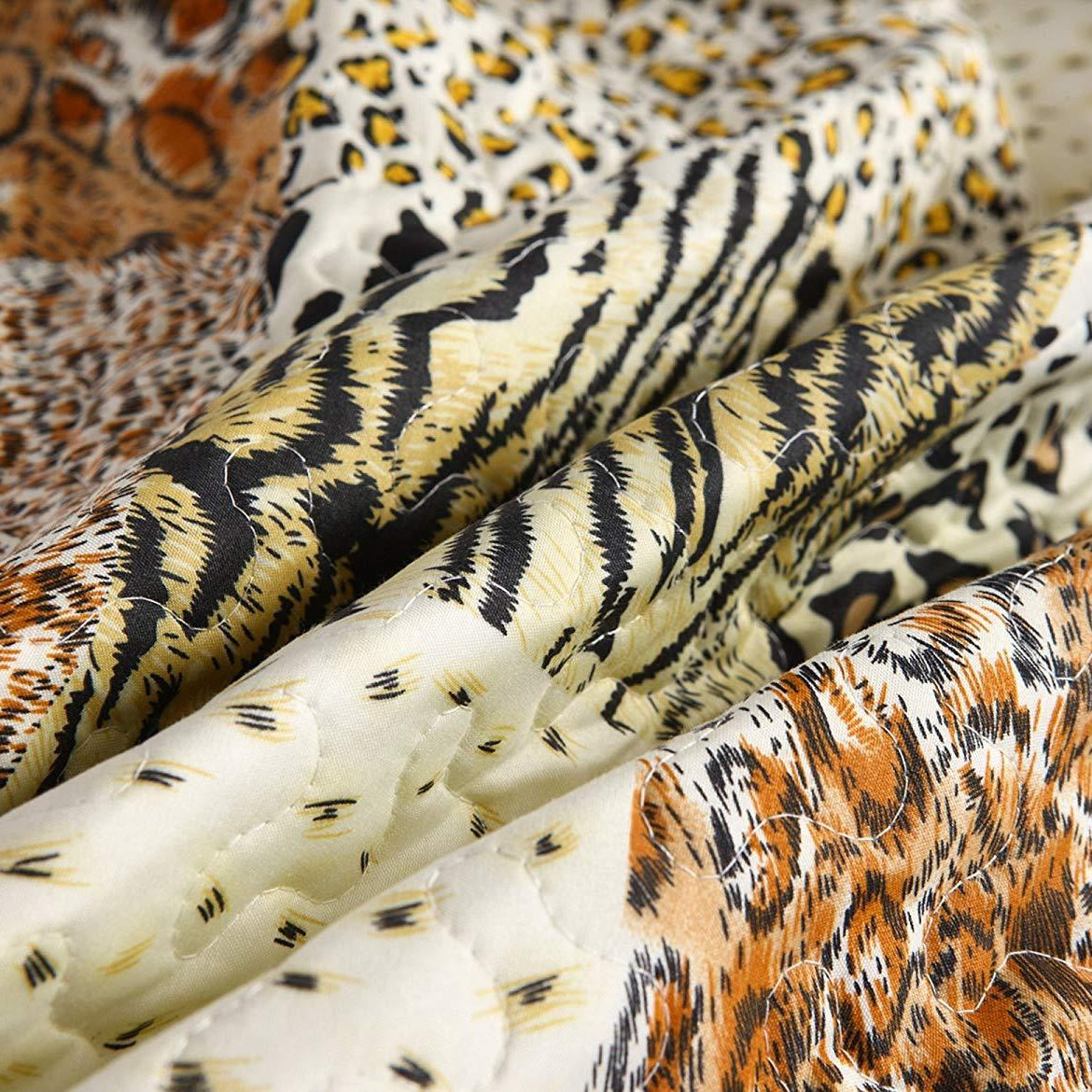 MarCielo 3 Piece Quilted Bedspread Leopard Print Quilt Set Bedding Thr