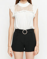 Nevsa Lace Overlay Top Tops OSMOSE-STORES 