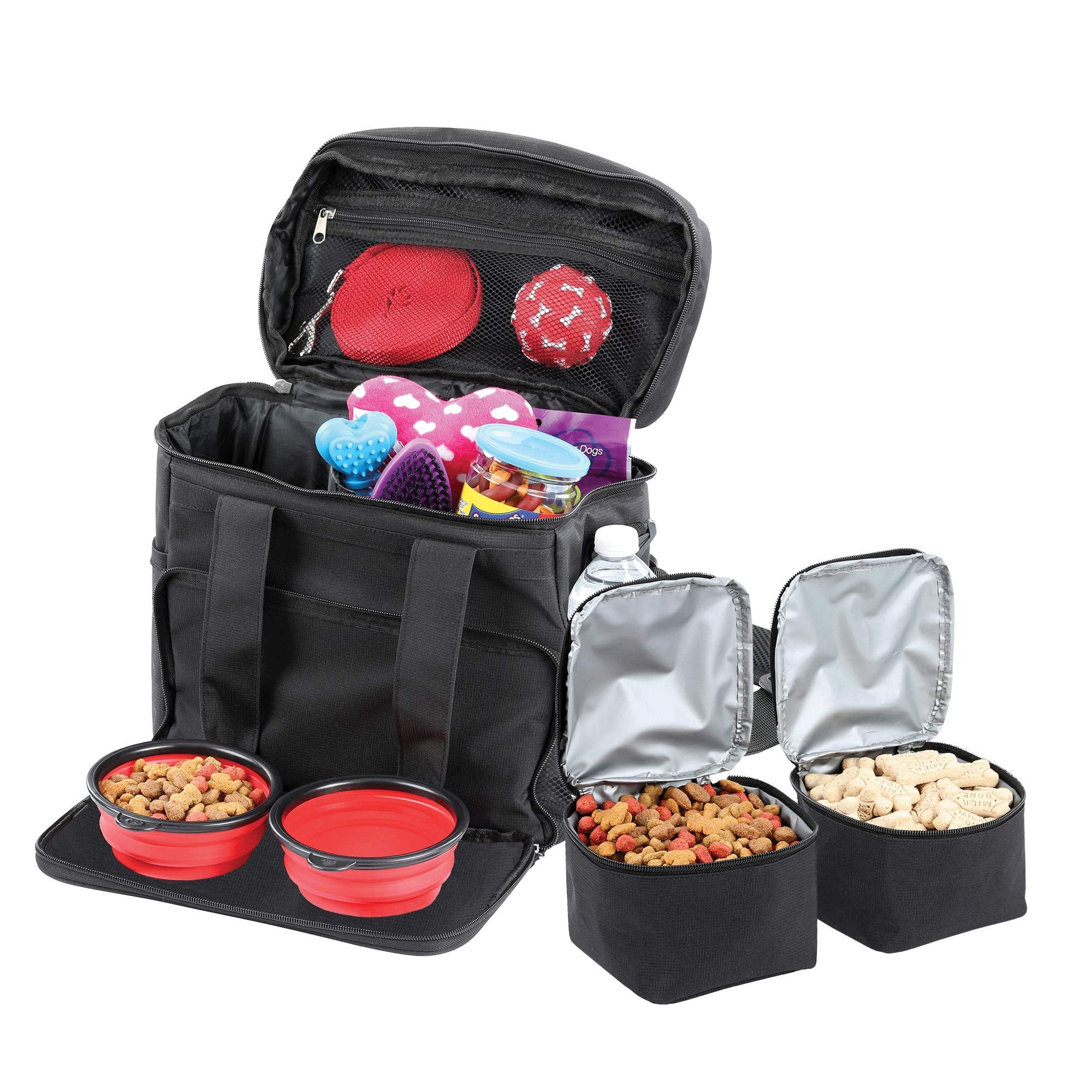 Image of Bundaloo Dog Travel Bag Accessories Supplies Organizer 5-Piece Set with Shoulder Strap