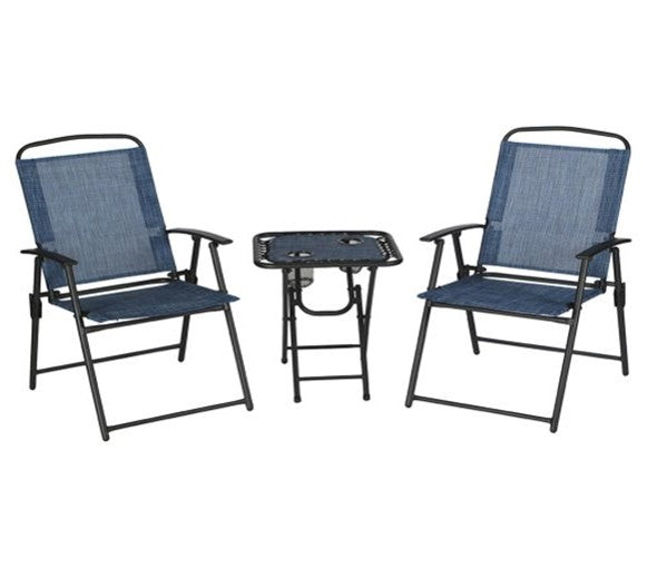 Image of Trappers Peak Folding 3-Piece Seating Patio Set, Blue