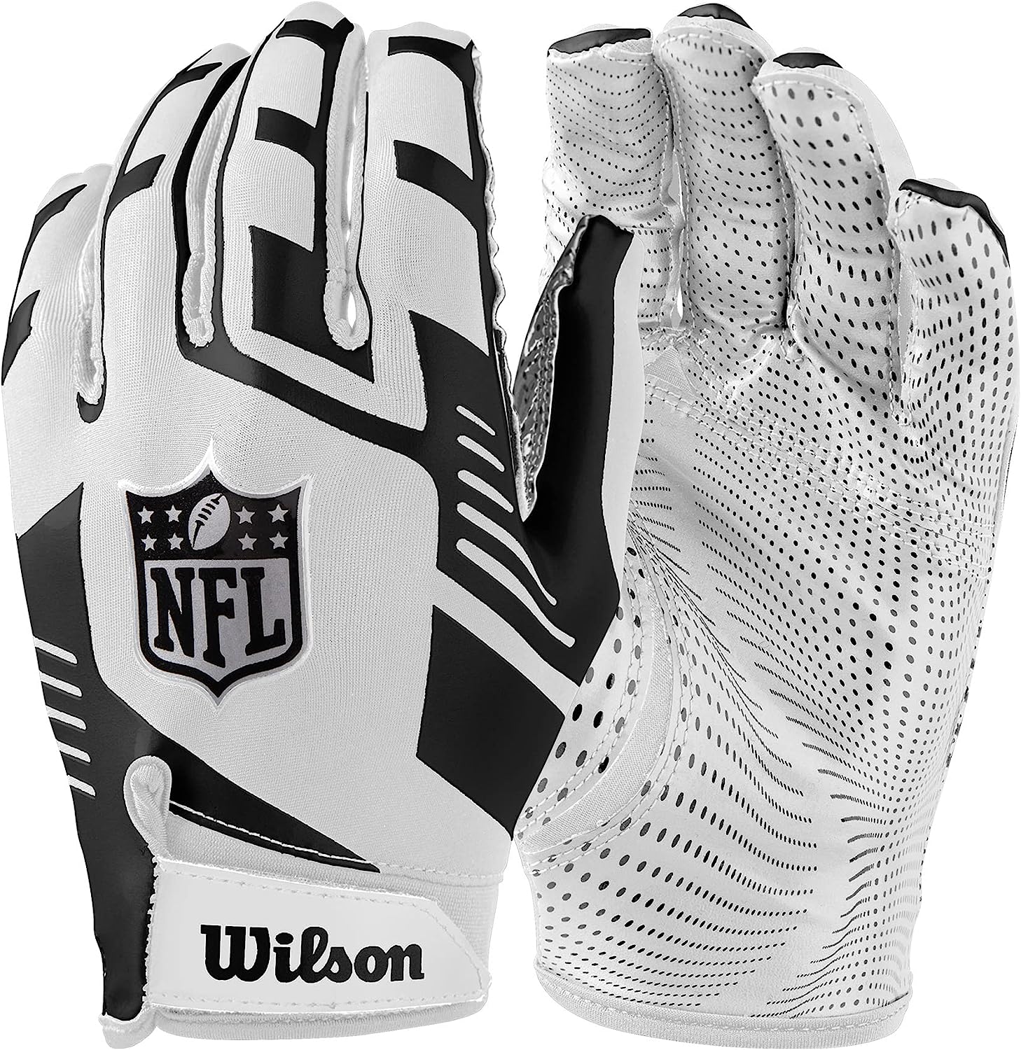 Image of Wilson NFL Stretch Fit Receivers Glove - Adult Size, White/Black