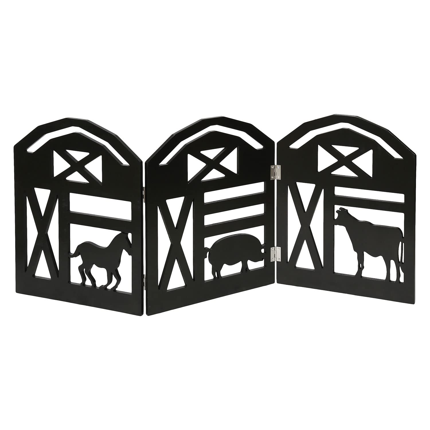 Image of Indoor/Outdoor Wood Barnyard Freestanding Foldable Adjustable 3-Section Pet/Baby Gate