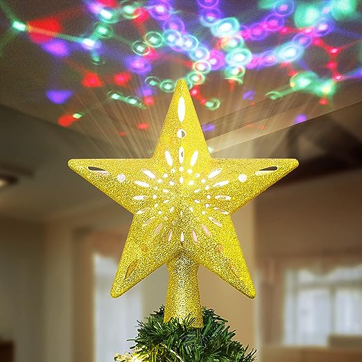 Image of Joyin Lighted Star Christmas Tree Topper with Projector